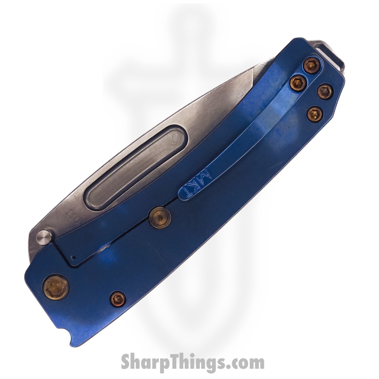 Medford Knife - MK033STT-37A1-T1C1-Q4 - Midi Marauder Tanto Blade Folding Knife - S35VN Titanium - Blue and Bronze - Image 4