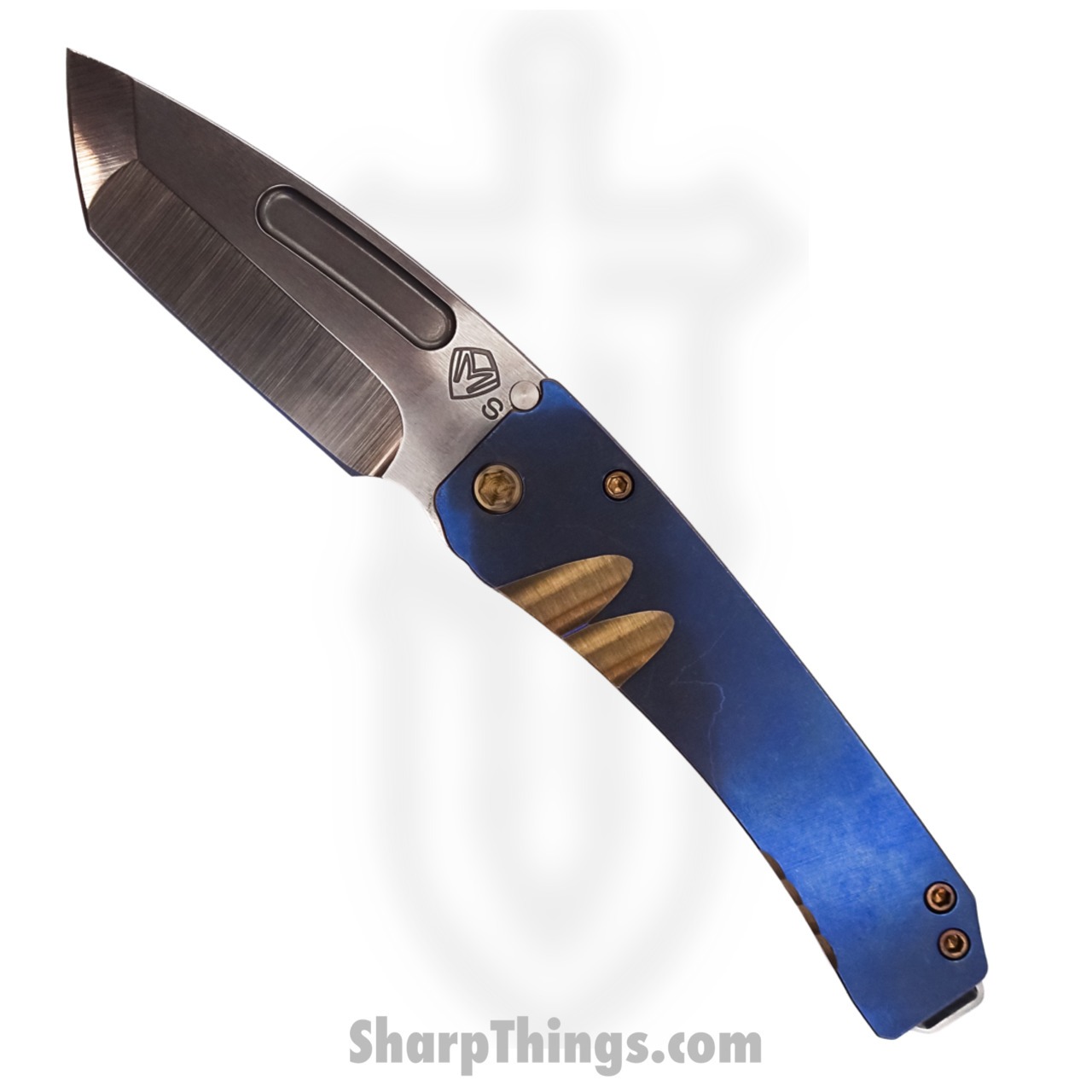 Medford Knife - MK033STT-37A1-T1C1-Q4 - Midi Marauder Tanto Blade Folding Knife - S35VN Titanium - Blue and Bronze