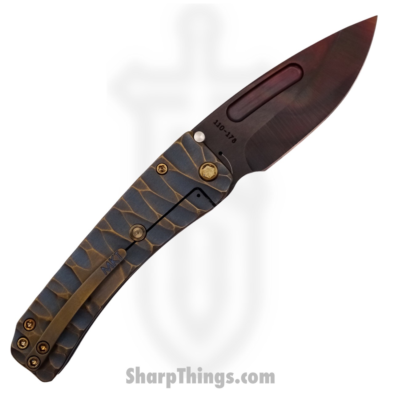 Medford Knife - MK033SVD-37A2-T1C1-Q4 - Midi Marauder Vulcan Drop Point Folding Knife - S35VN - Blue "Predator" - Image 3