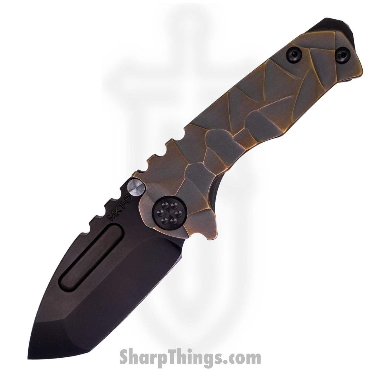 Medford Knife - MK008SPT-36A1-TPC1-BP - Micro Praetorian "T" Tanto Folder - S35VN PVD - "Stained Glass"