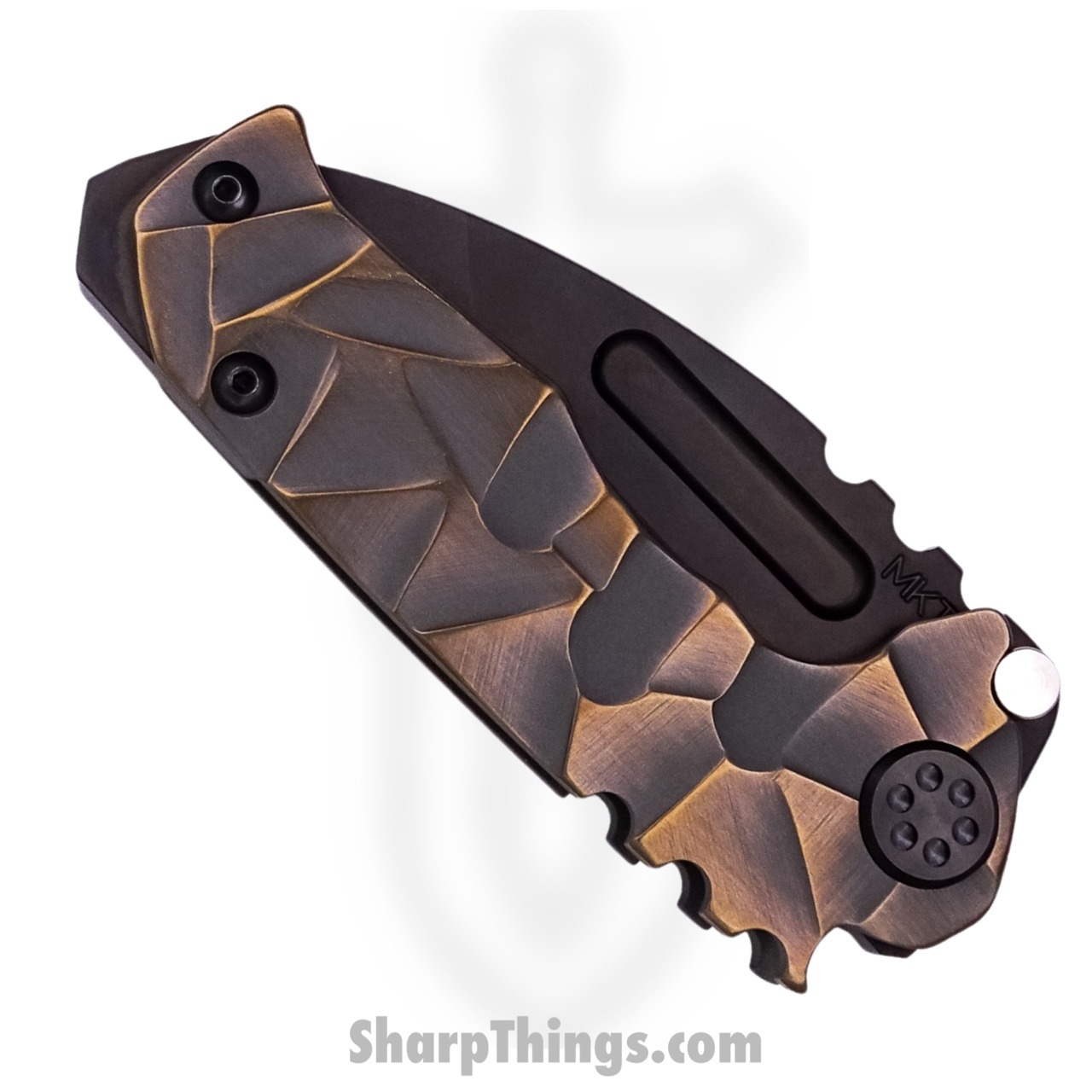 Medford Knife - MK008SPT-36A1-TPC1-BP - Micro Praetorian "T" Tanto Folder - S35VN PVD - "Stained Glass" - Image 4