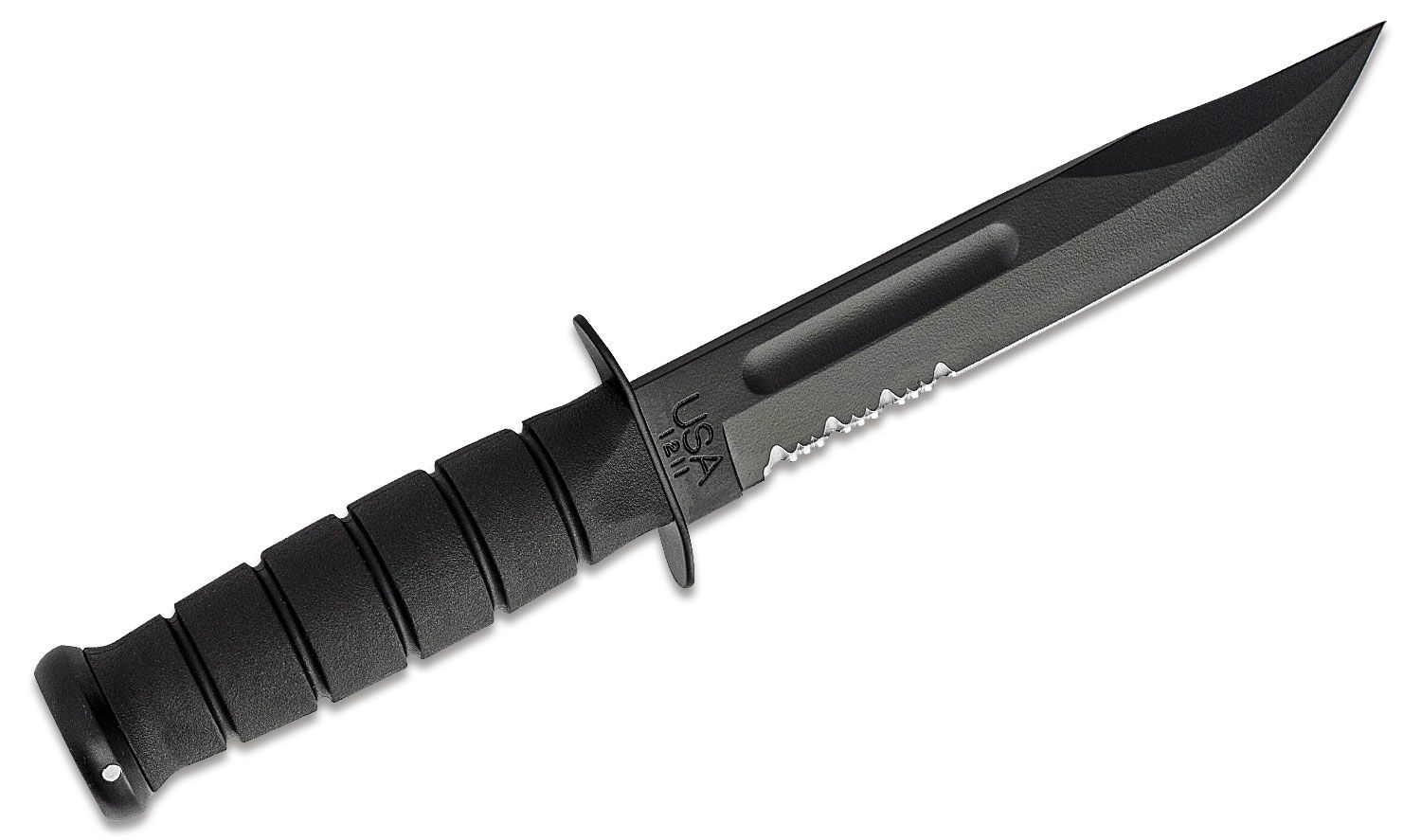 Ka-Bar - KA1212 - USA Fighting Knife - Fixed Blade Knife - 1095 HC Coated Modified Tanto - Kraton G - Black - Image 6