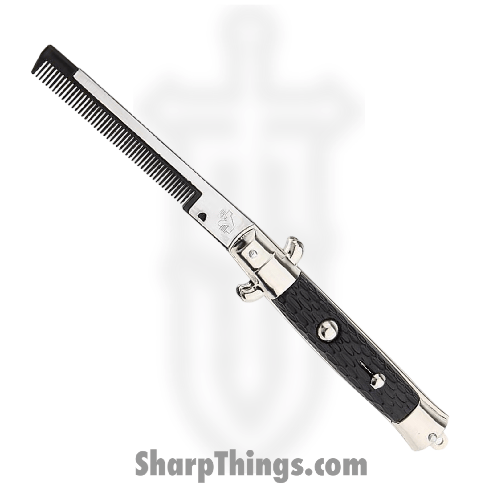 VOC - OC1 - Switchblade Comb - Composition Handles with Chrome Bolsters - Black