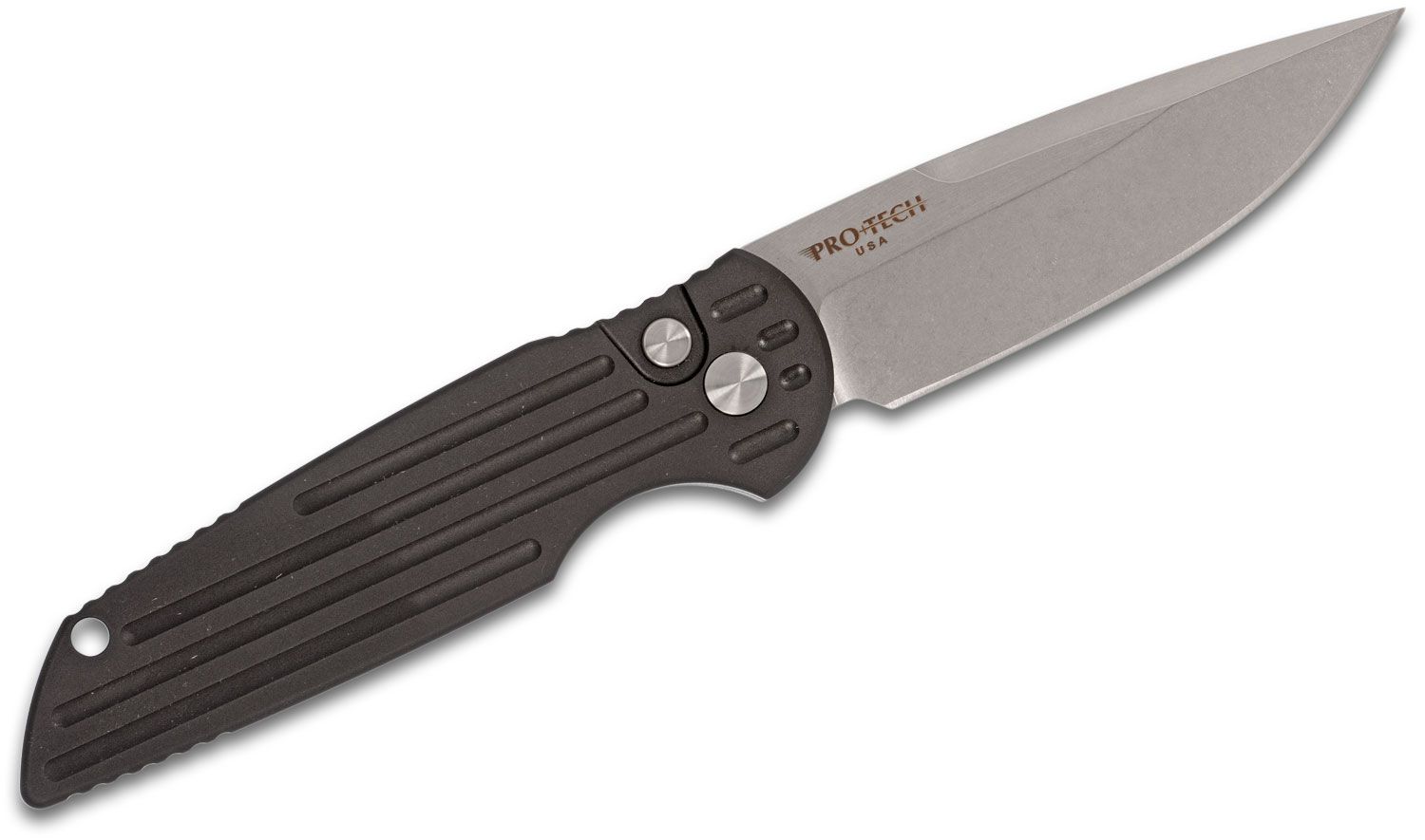 ProTech - TR-3 L-1 - Tactical Response 3 Left Handed - Automatic Knife - 154CM Stonewash Clip Point - 6061-T6 Aluminum Grooved - Black - Image 2