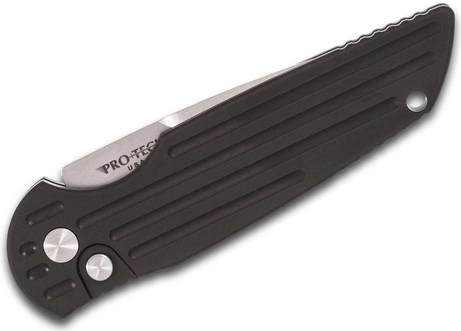 ProTech - TR-3 L-1 - Tactical Response 3 Left Handed - Automatic Knife - 154CM Stonewash Clip Point - 6061-T6 Aluminum Grooved - Black - Image 4