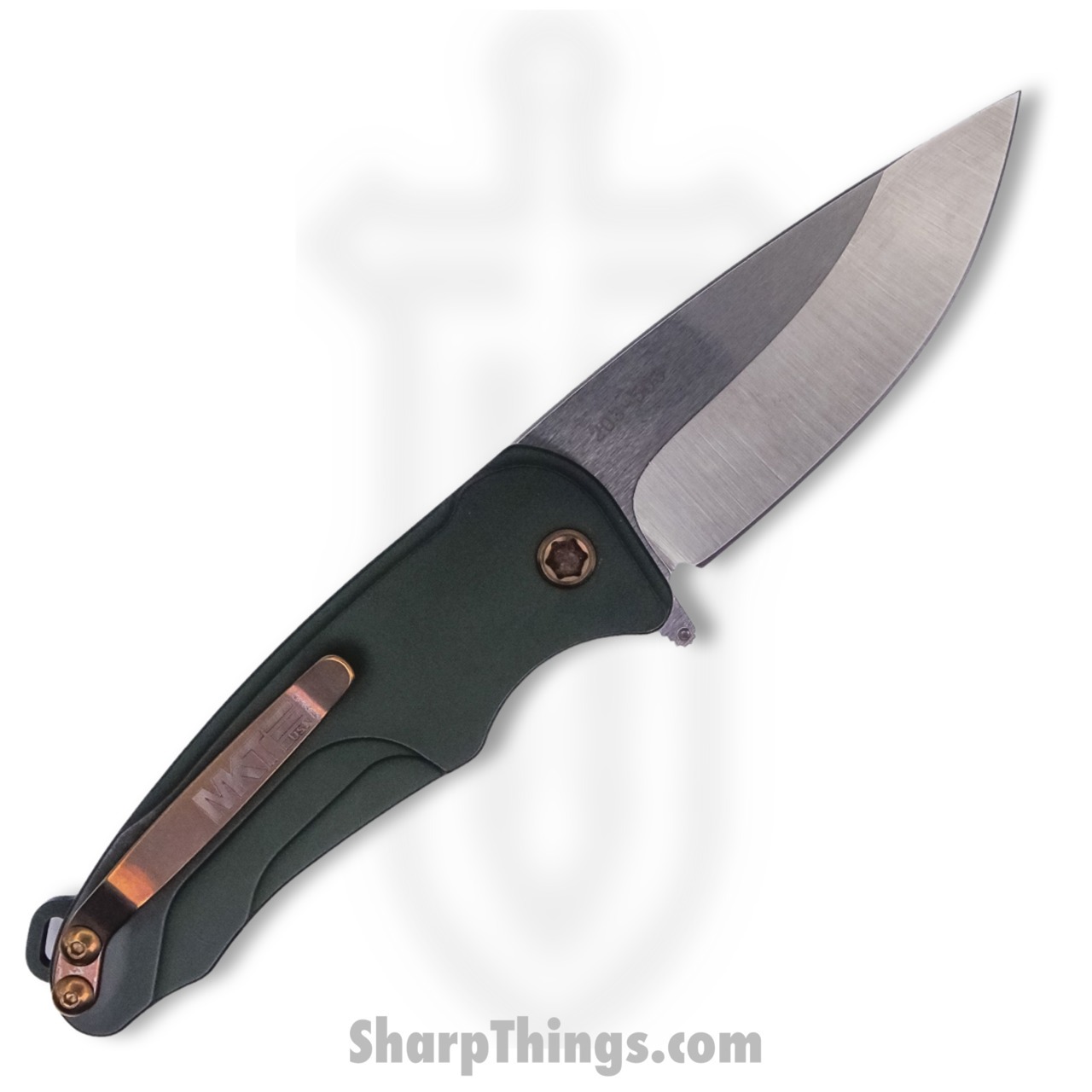 Medford Knife - MK039STQ-40AG-T1C1-Q4 - Smooth Criminal Button Lock Folder - Tumbled S35VN - Green - Image 2