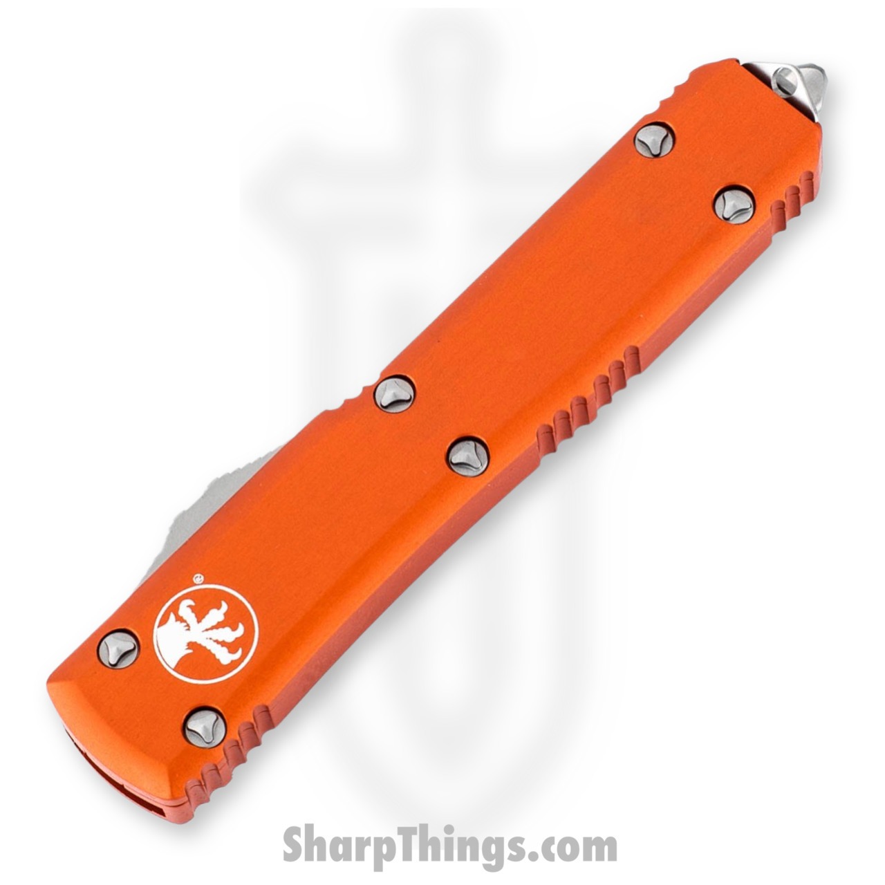 Microtech - 121-4OR - Ultratech - OTF Auto - Elmax, M390, 204P Satin Drop Point - 6061-T6 Aluminum - Orange - Image 5