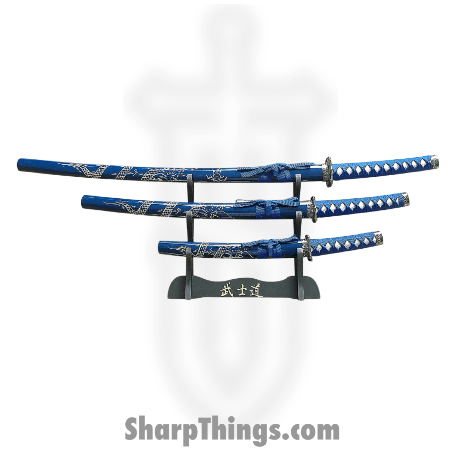 VOC - RT-5003BL - 3 Piece Samurai Sword Set - Blue