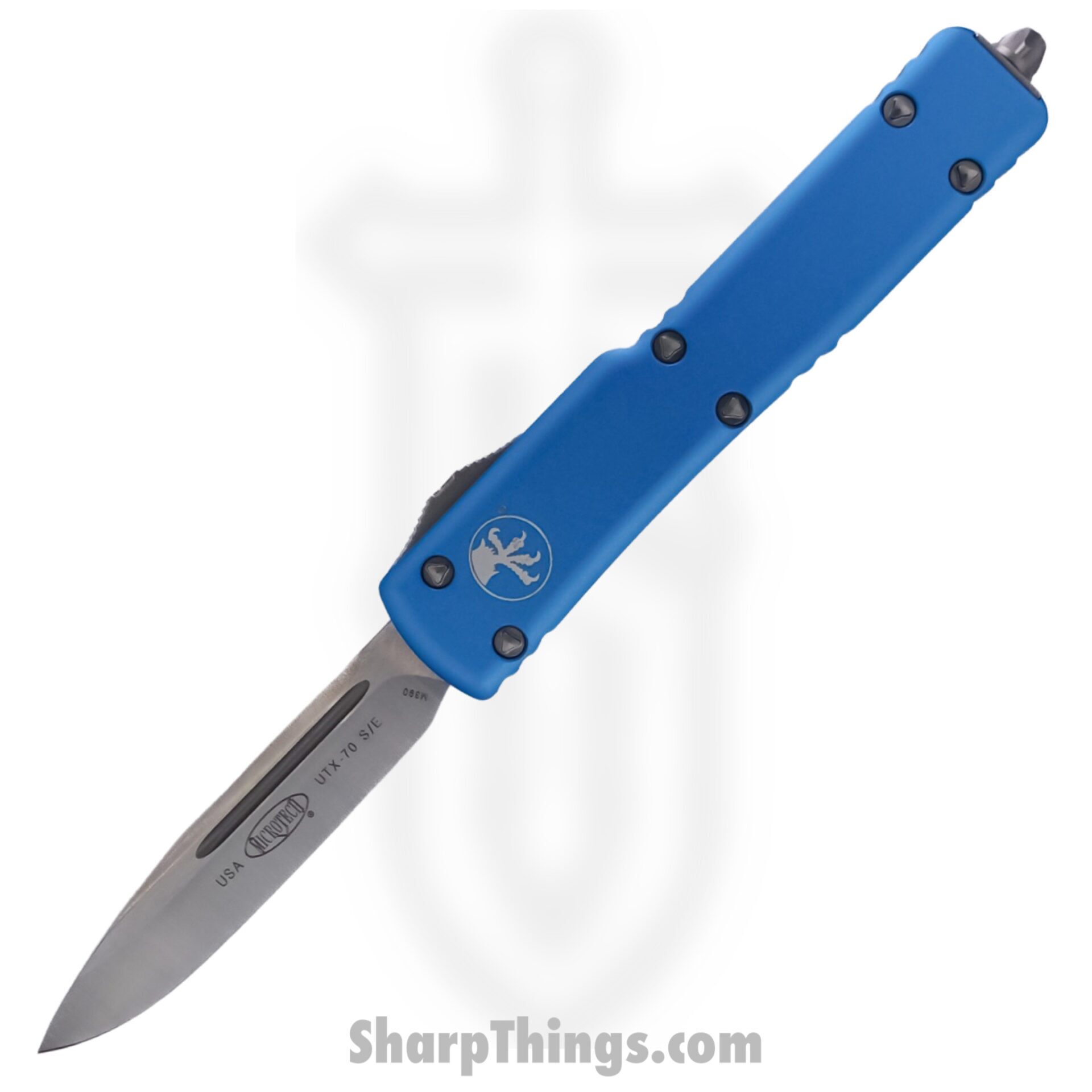 Microtech - 148-4TQ - UTX-70 - OTF Auto - M390 Satin Drop Point - 6061-T6 Aluminum - Turquoise