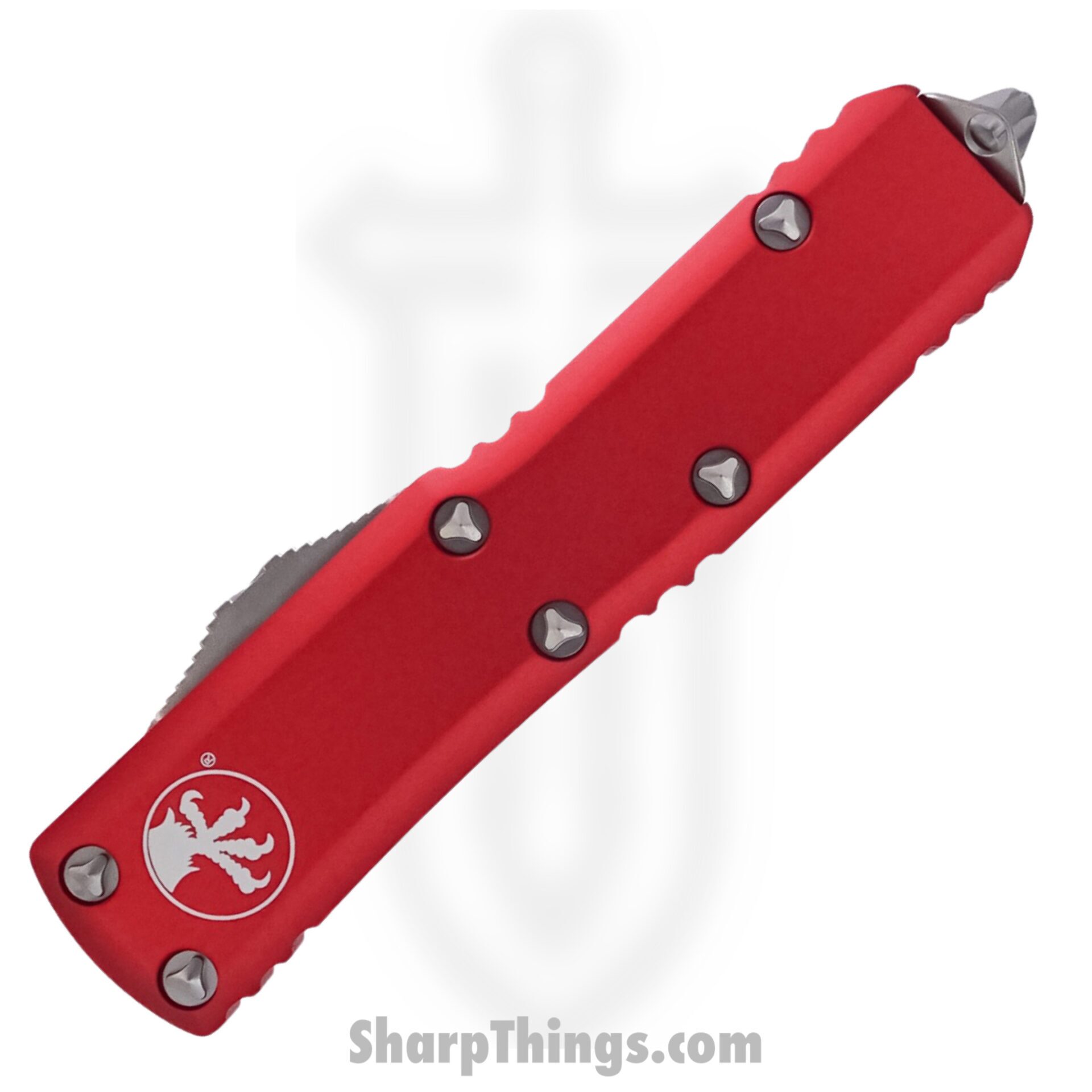 Microtech - 232-12RD - UTX-85 - OTF Auto - Elmax, M390, 204P Stonewash Dagger - 6061-T6 Aluminum - Red - Image 3