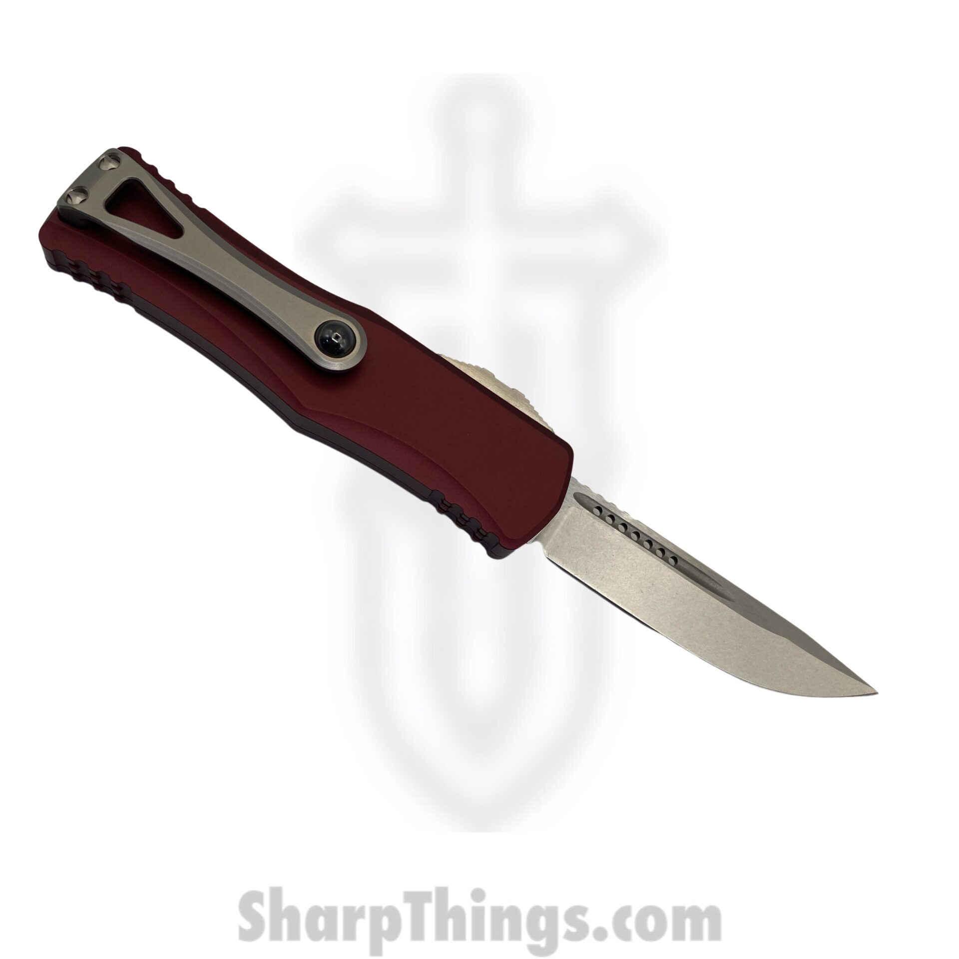 Microtech - 703-10MR - Hera - OTF Auto - Elmax, M390, 204P Stonewash Drop Point - 6061-T6 Aluminum - Merlot - Image 2