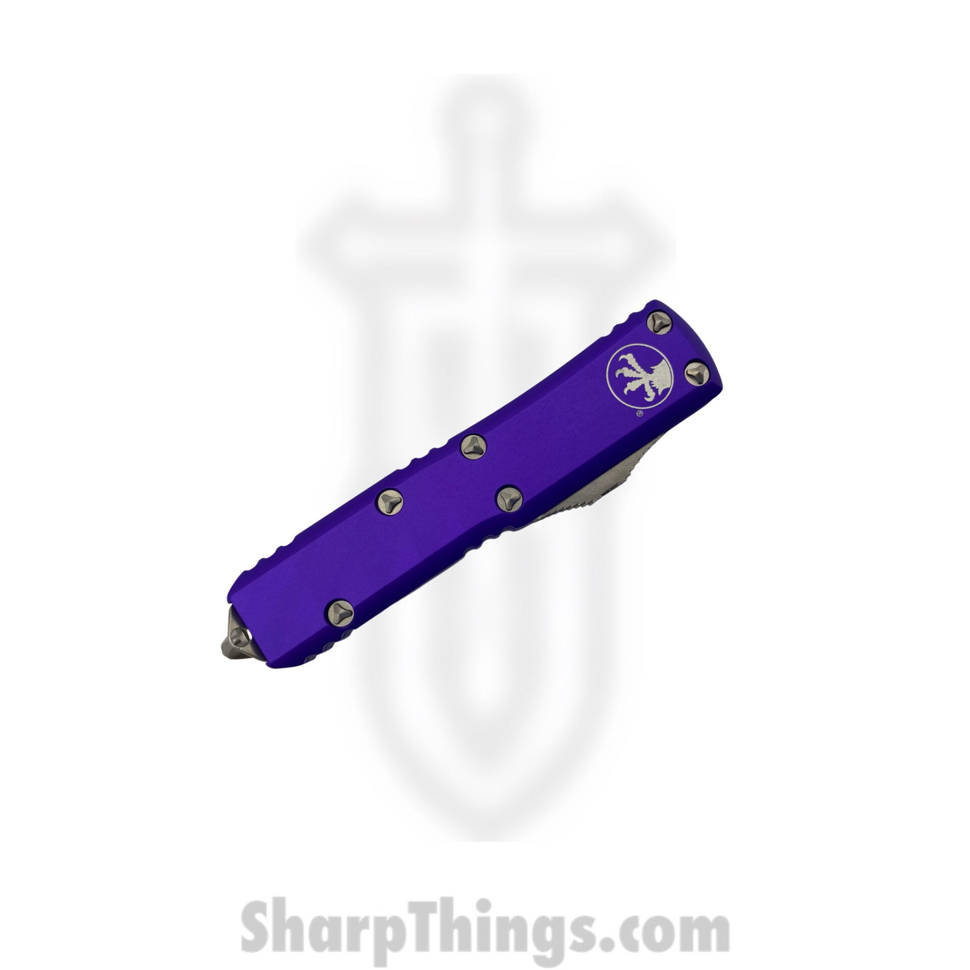 Microtech - 232-10PU - UTX-85 - OTF Auto - M390 Stonewash Dagger - 6061-T6 Aluminum - Purple - Image 2