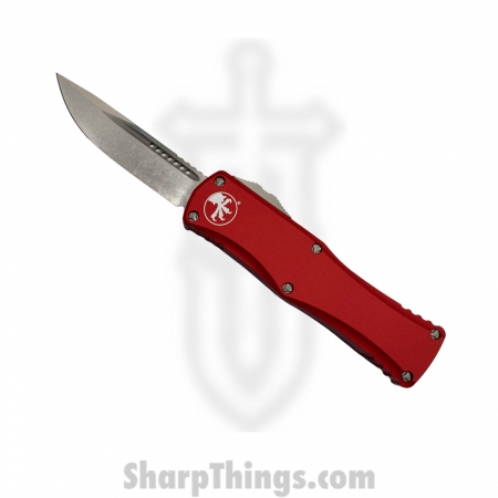 Microtech – 703-10RD – Hera – OTF Auto – Elmax, M390, 204P Stonewash Drop Point – 6061-T6 Aluminum – Red