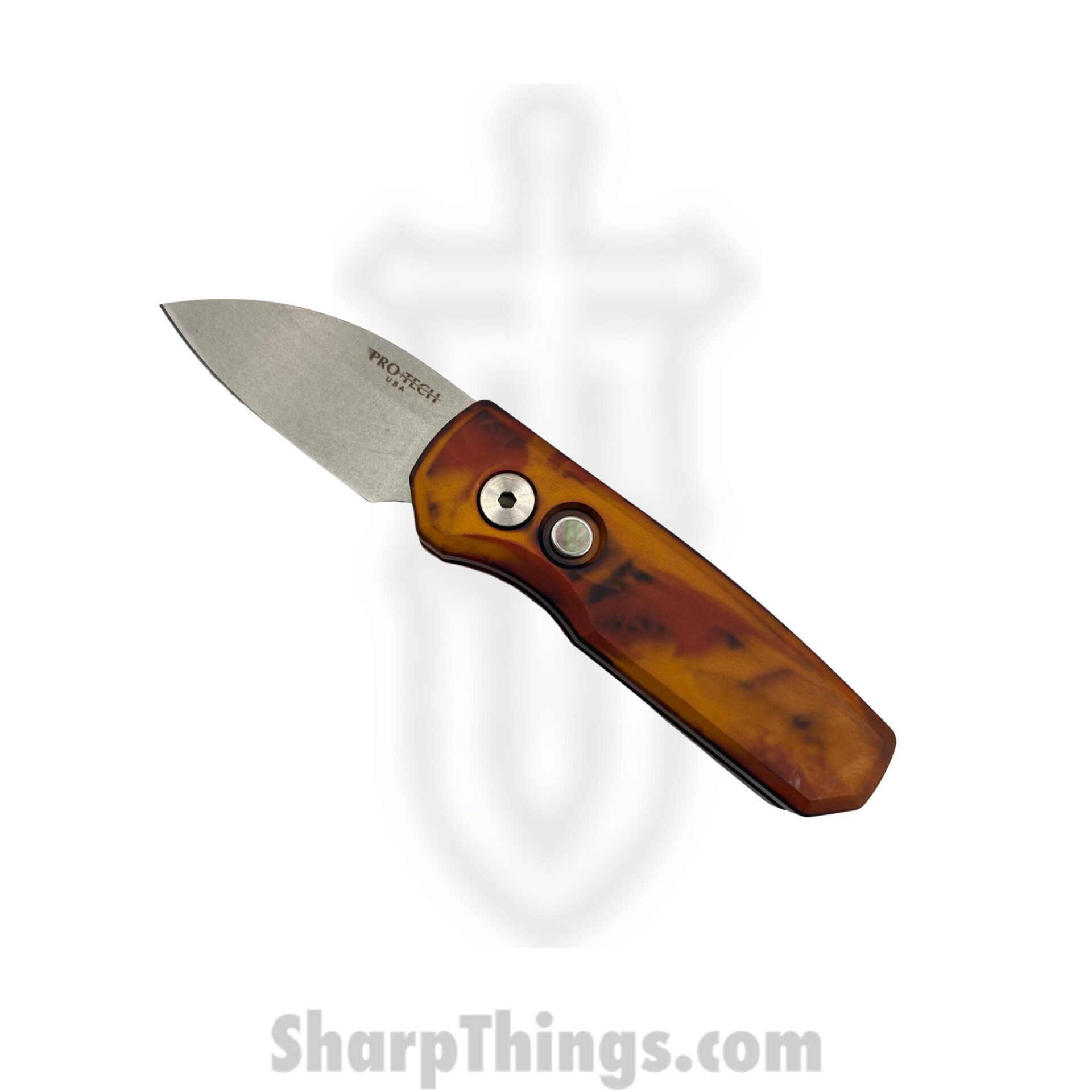 ProTech - R5301-DF - Runt 5 "Del Fuego" - Automatic Knife - Magnacut Stonewash Wharncliffe - Aluminum - Orange/Red/Yellow
