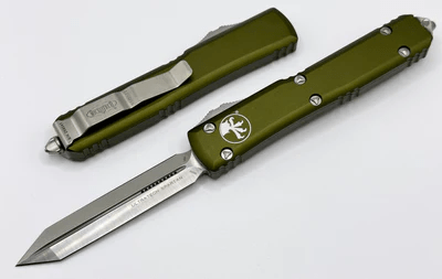Microtech - 223-4OD - Ultratech - OTF Auto - Elmax, M390, 204P Satin Spartan - 6061-T6 Aluminum - OD Green