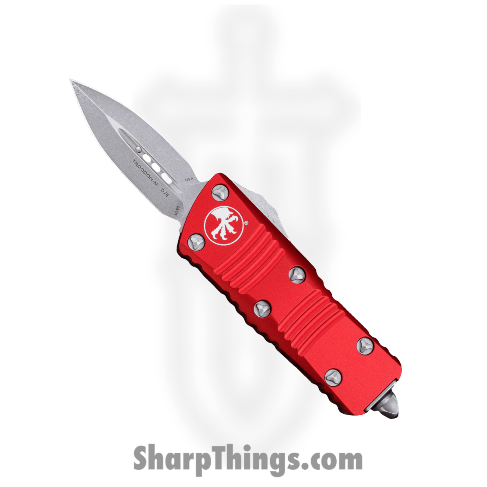 Microtech - 238-10APRD - Troodon Mini - OTF Auto - Elmax, M390, 204P Apocalyptic Dagger - 6061-T6 Aluminum - Red