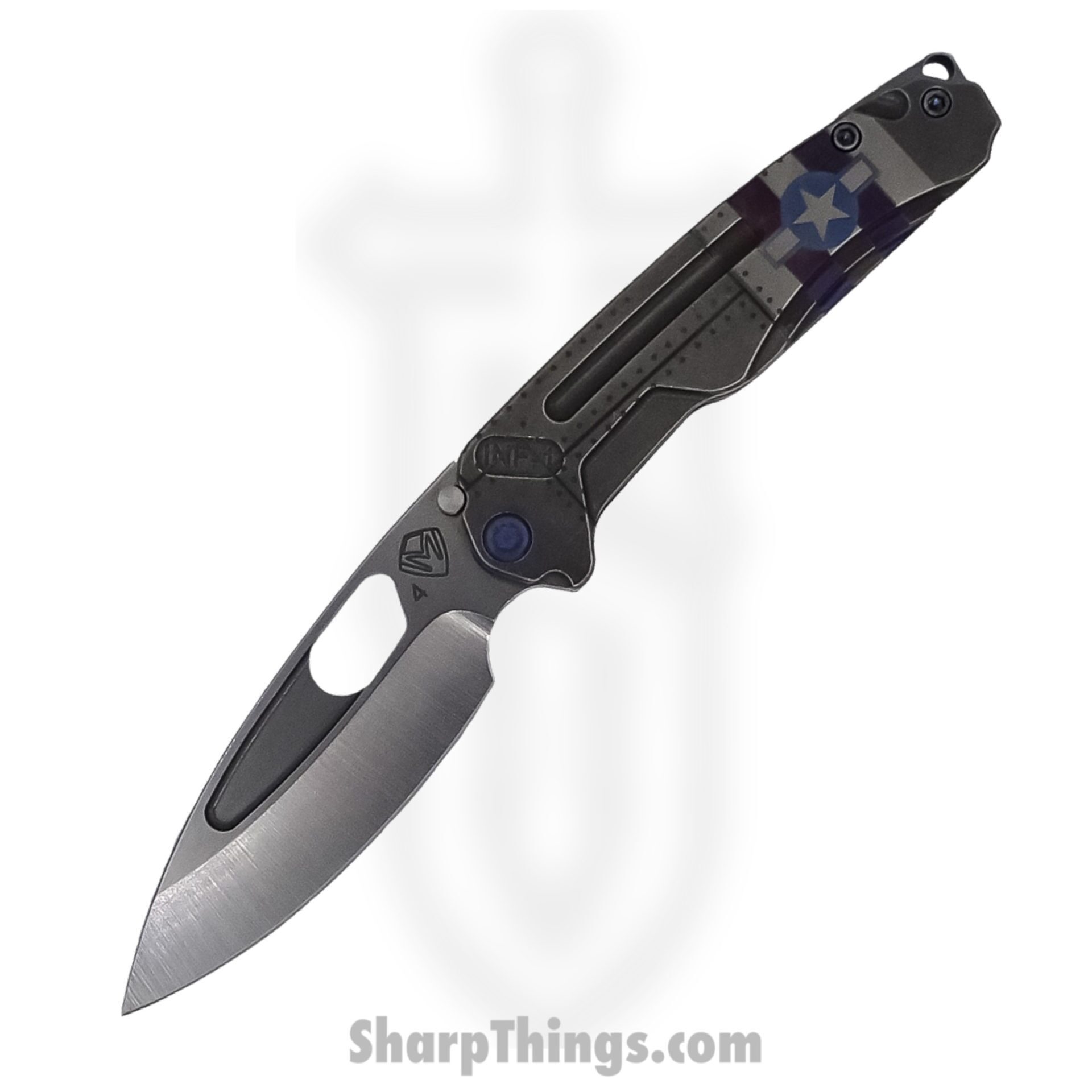 Medford Knife - MK0314TQ-01TM-T2C2-BN - Infraction Tumbled Folding Knife - S45VN - Stars & Bars Blue