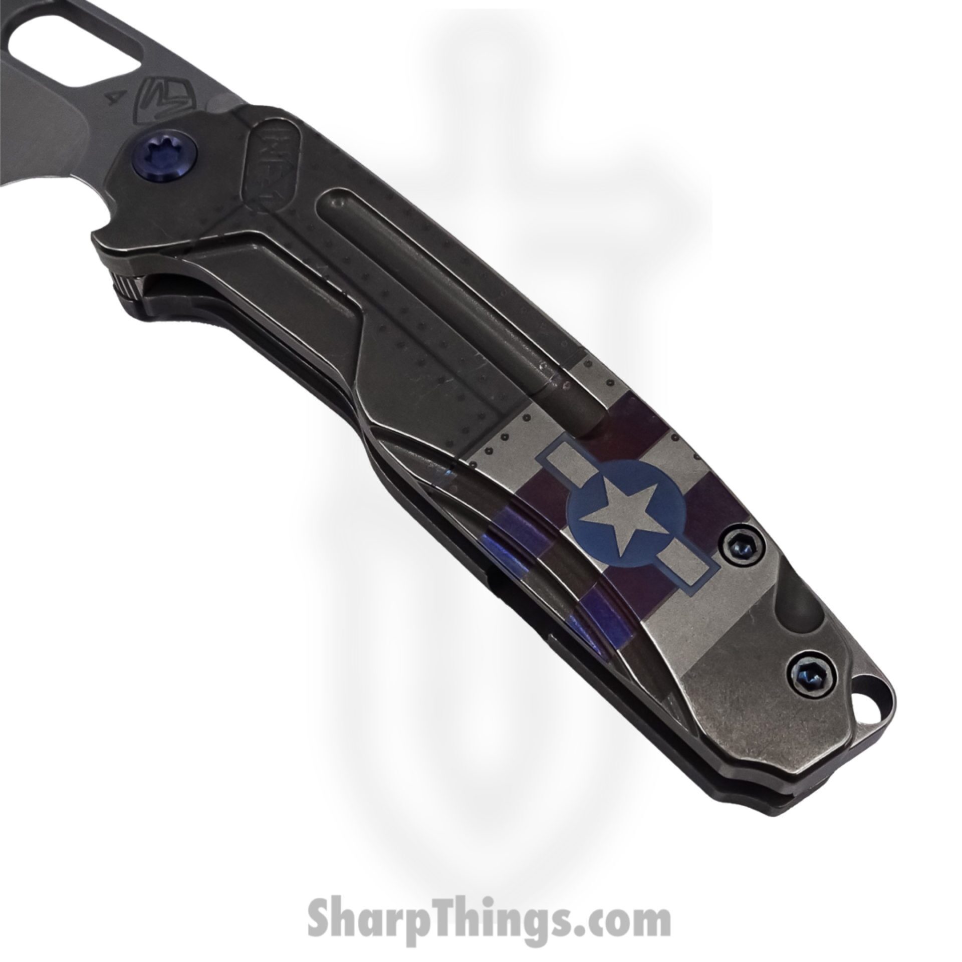 Medford Knife - MK0314TQ-01TM-T2C2-BN - Infraction Tumbled Folding Knife - S45VN - Stars & Bars Blue - Image 4