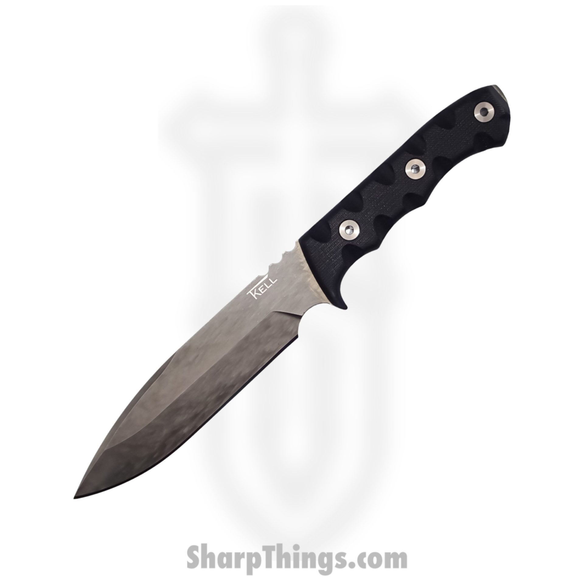 T.Kell Knives - MercBlkGG - Mercenary - Fixed Blade Knife - 80CRV2 Nickle Boron Coated Clip Point - G10 - Black Grenade Grip - Image 2