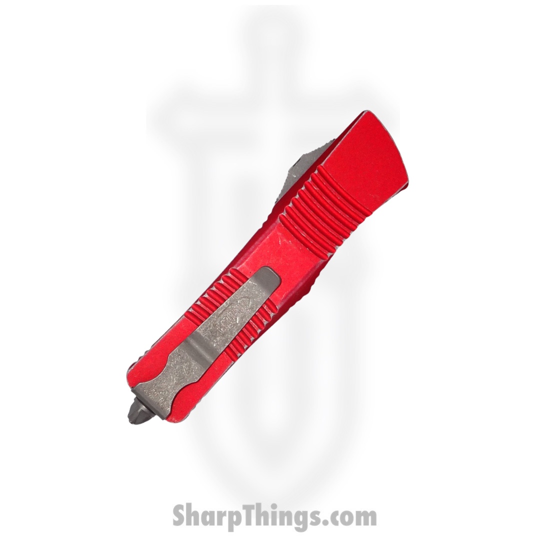 Microtech - 138-10DRD - Troodon - OTF Auto - Elmax, M390, 204P Apocalyptic Dagger - 6061-T6 Aluminum - Distressed Red - Image 3