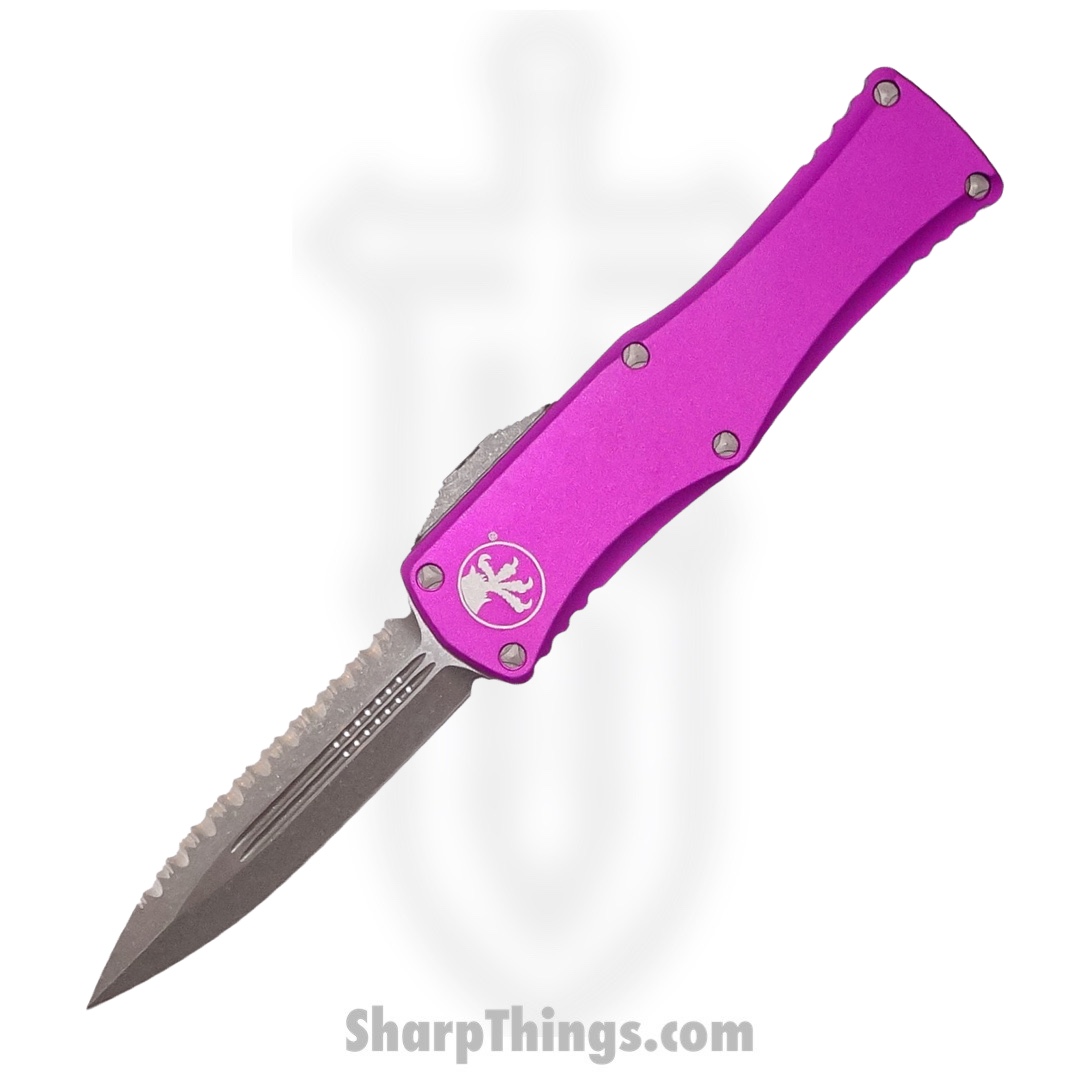 Microtech - 702-12APVI - Hera - OTF Auto - Elmax, M390, 204P Apocalyptic Dagger - 6061-T6 Aluminum - Violet