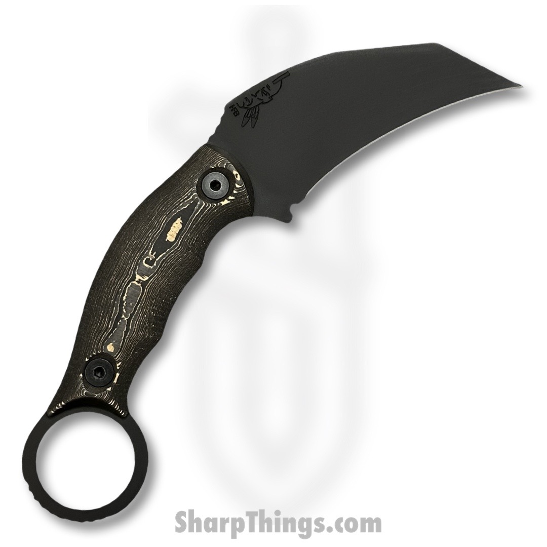 Half Face Blades - HFBKARAMBAB - Karambito - Fixed Blade Knife - S35VN Coated Karambit - Carbon Fiber - Black/Brass