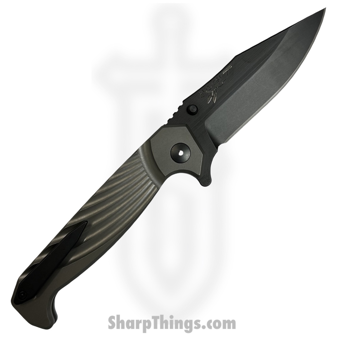 Half Face Blades - HFBCROFOL - Crow - Folding Knife - S45VN Coated Clip Point - Titanium - Gray - Image 5