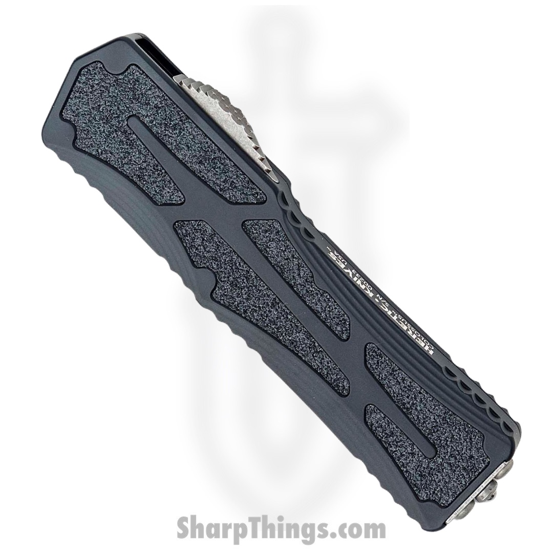 Heretic Knives - H039-5A - Colossus - OTF Auto - Magnacut Battleworn Clip Point - Aluminum/Traction Inlay - Black - Image 4