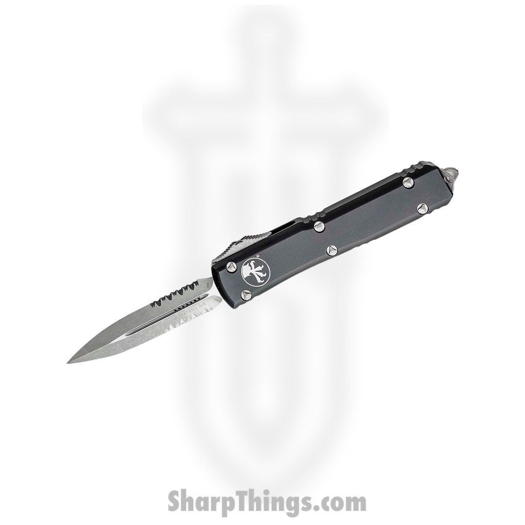 Microtech - 122-11AP - Ultratech - OTF Auto - Elmax, M390, 204P Apocalyptic Dagger - 6061-T6 Aluminum - Black