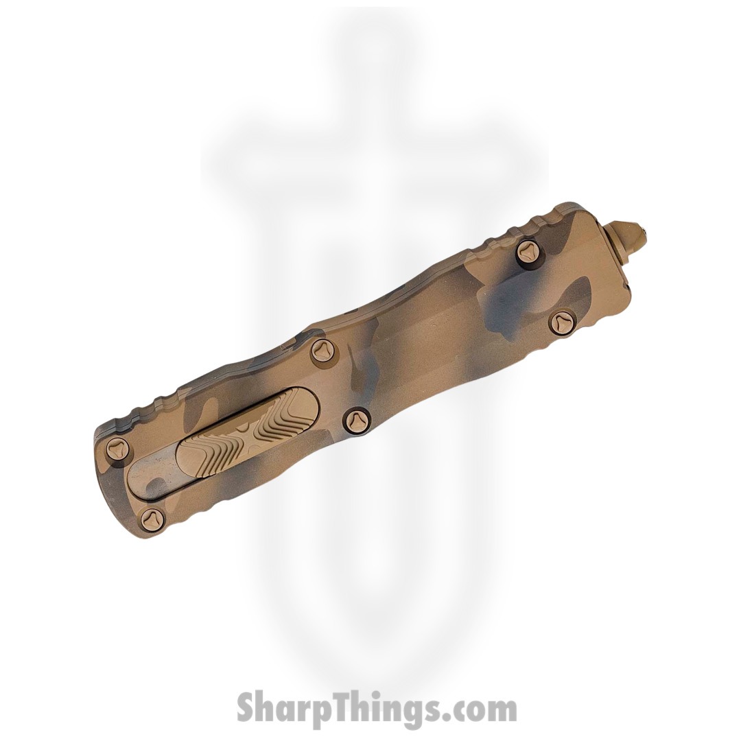 Microtech - 227-1CCS - Dirac Delta Signature Series - OTF Auto - Elmax, M390, 204P Coated Dagger - 6061-T6 Aluminum - Coyote Camo - Image 3