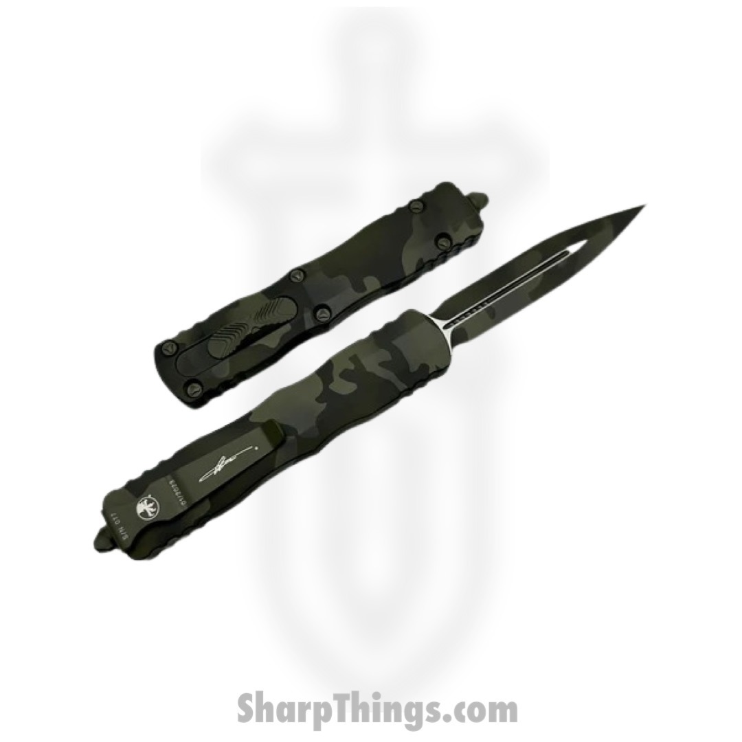 Microtech - 227-1OCS - Dirac Delta Signature Series - OTF Auto - Elmax, M390, 204P Coated Dagger - 6061-T6 Aluminum - Olive Camo - Image 2
