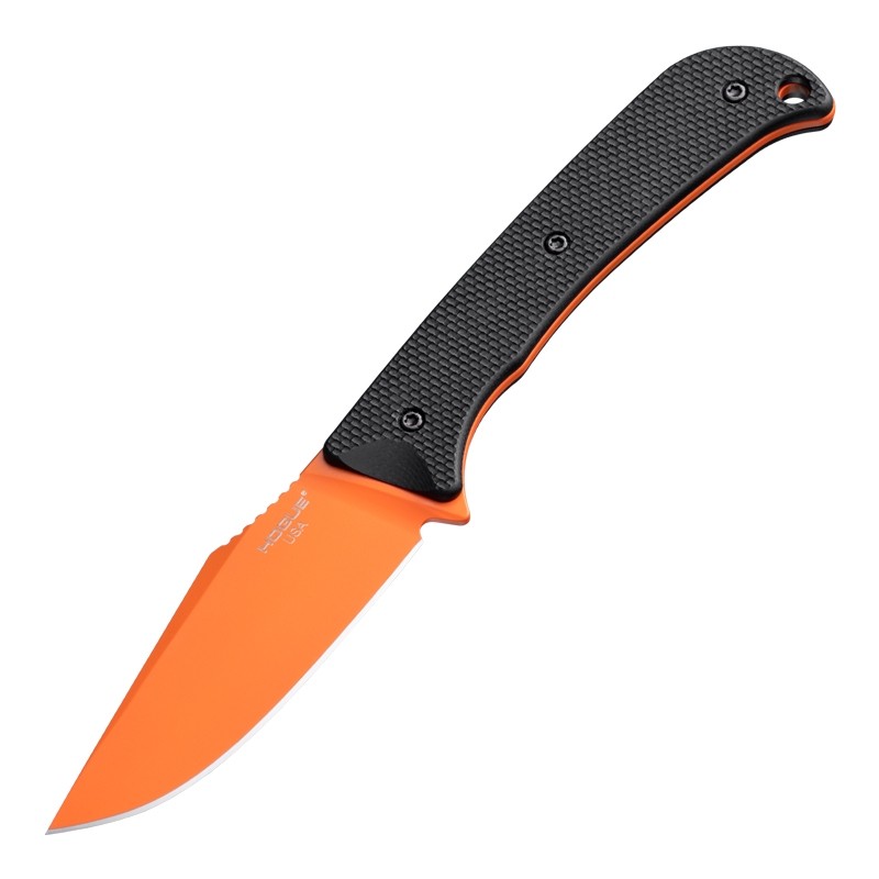 Hogue Knives - 35864 - Extrak - Fixed Blade Knife - CPM M4 Coated Clip Point - G10 - Black/Orange