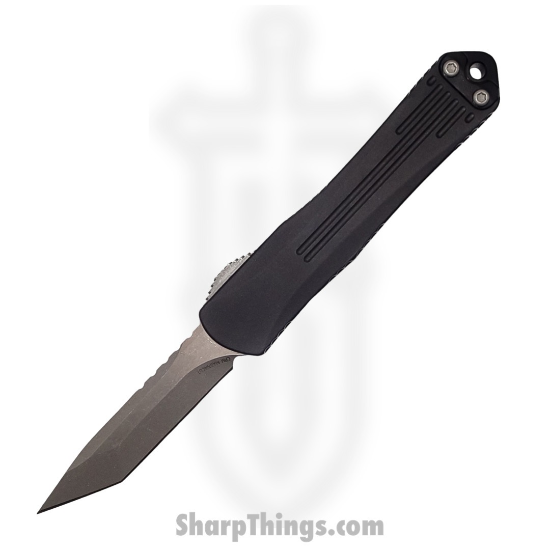 Heretic Knives - H023-5A-Ambi - Manticore S - OTF Auto - Magnacut Stonewash Tanto - 6061-T6 Aluminum - Black