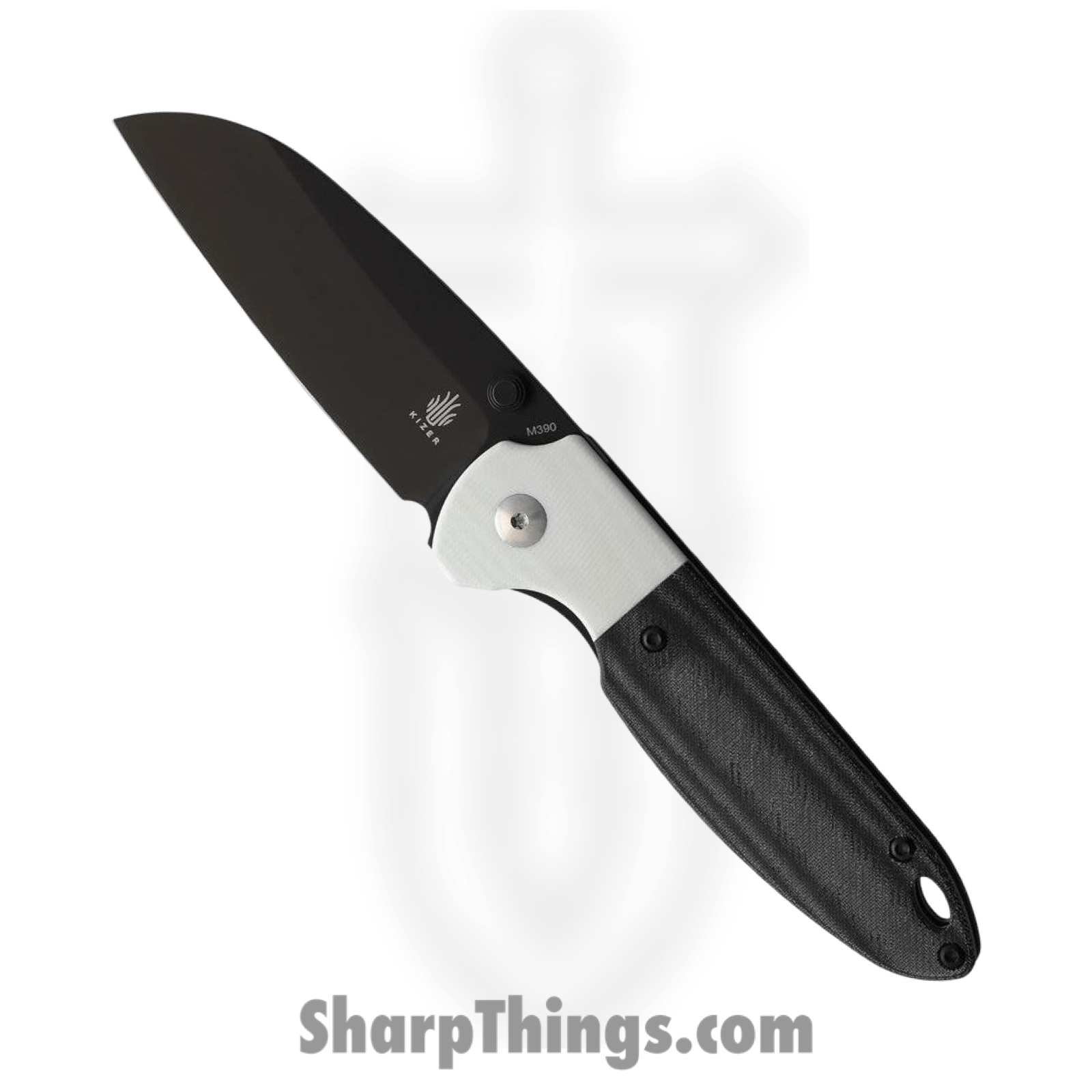 Kizer Cutlery - KIV3575A2 - Deviant - Folding Knife - M390 Stonewash Coated Sheepsfoot - G10 Micarta - Black White