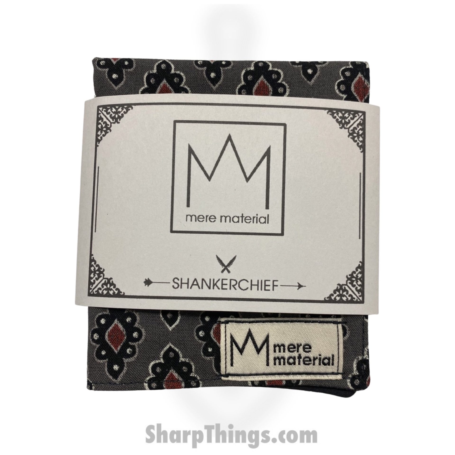 Mere Material Shankerchief - MM0027 - Handmade Handkerchief - Grey and Red Diamonds