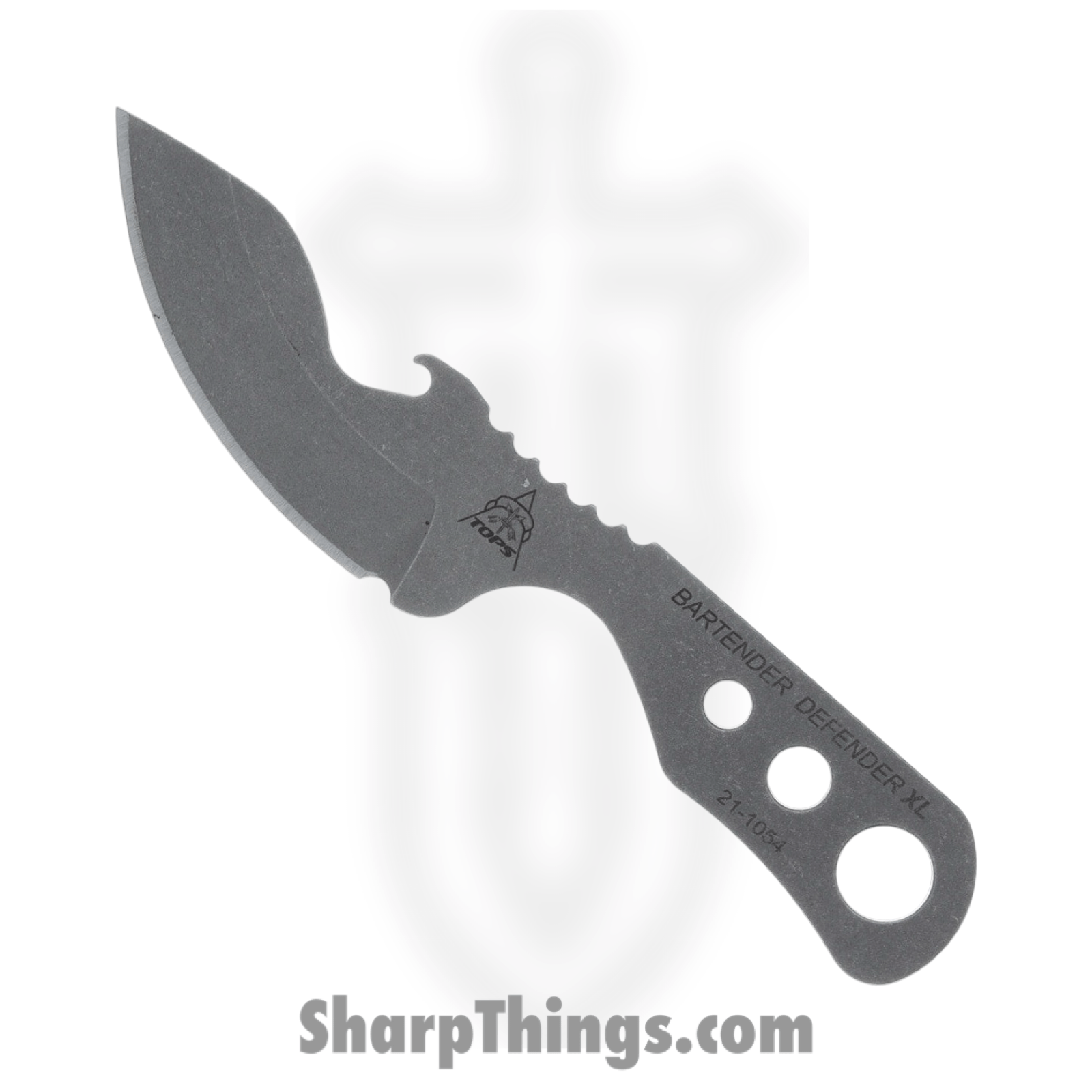 Tops - TPBARXL - Bartender Defender XL Fixed Blade - Fixed Blade Knife - Coated 1095HC Drop Point - Skeletonized - Grey