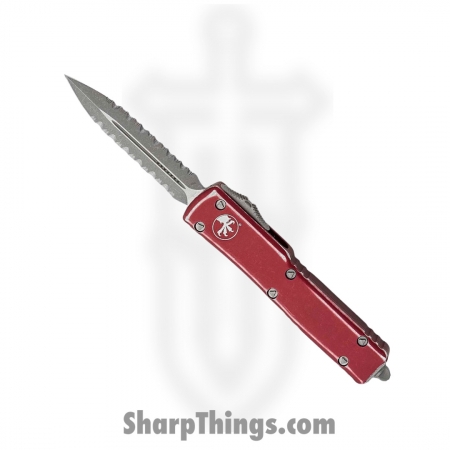 Microtech – 147-D12DMR – UTX-70 – OTF Auto – Elmax Apocalyptic Dagger – 6061-T6 Aluminum – Distressed Merlot