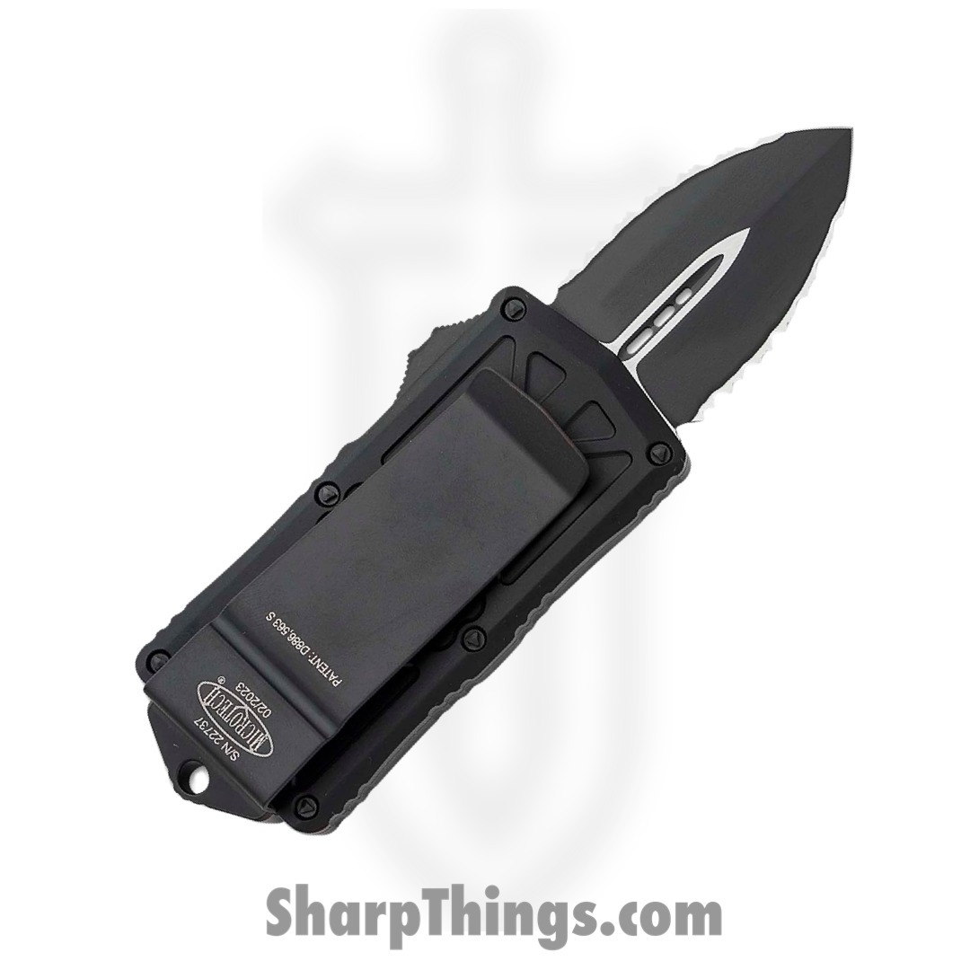 Microtech - 157-D3T - Exocet Money Clip - OTF Auto - Elmax Two Tone Dagger - 6061-T6 Aluminum - Black - Image 2