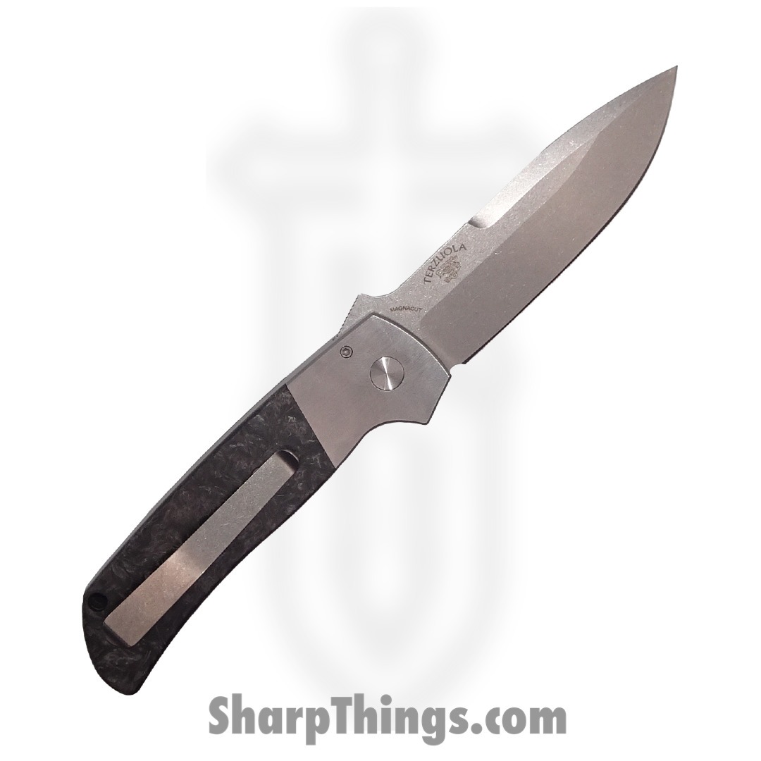 ProTech - 2023 ATCF.007 - Terzuola ATCF Custom - Automatic Knife - Magnacut Stonewash Drop Point - 416 Stainless/FatCarbon Dark Matter Inlay - Black/Silver - Image 4