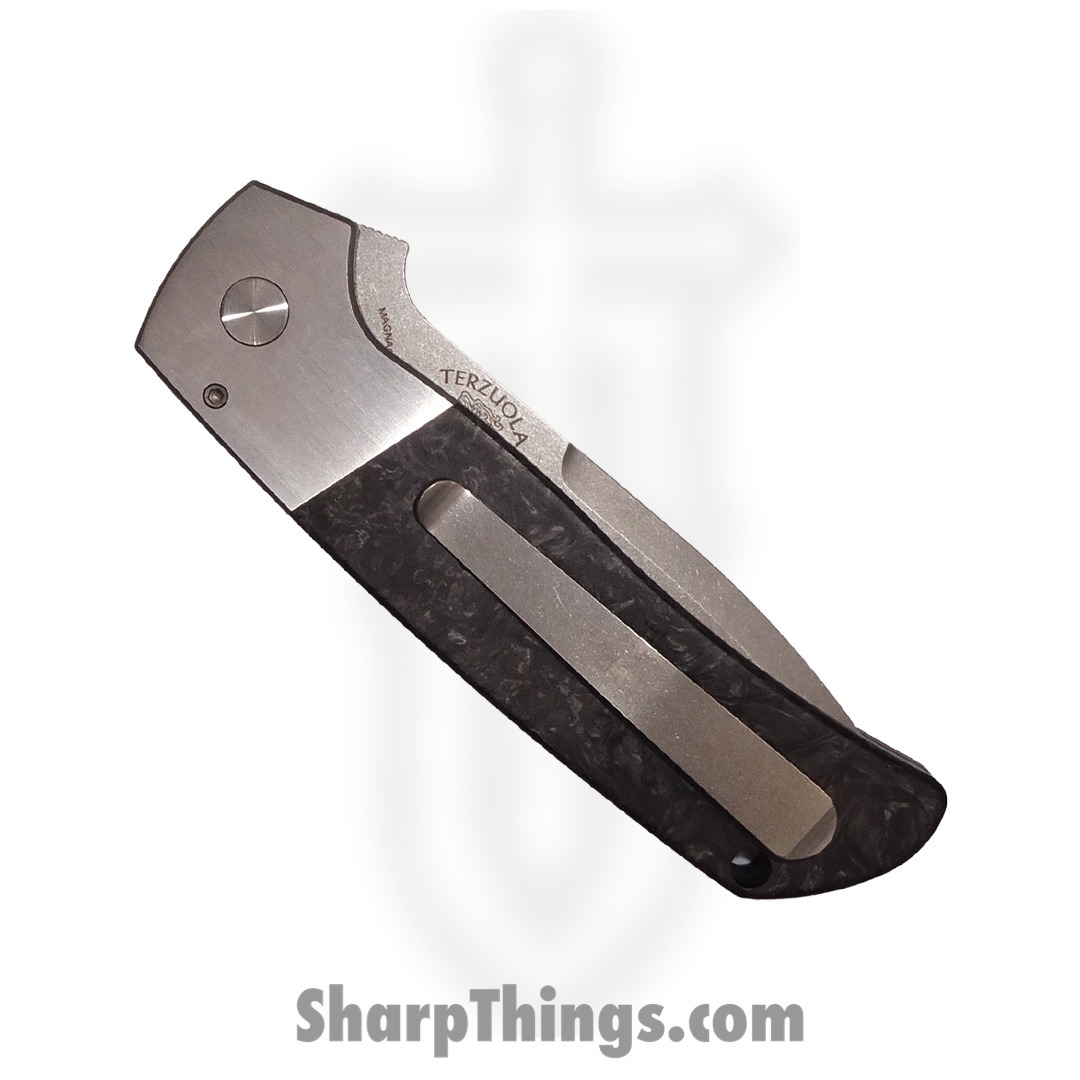 ProTech - 2023 ATCF.007 - Terzuola ATCF Custom - Automatic Knife - Magnacut Stonewash Drop Point - 416 Stainless/FatCarbon Dark Matter Inlay - Black/Silver - Image 3