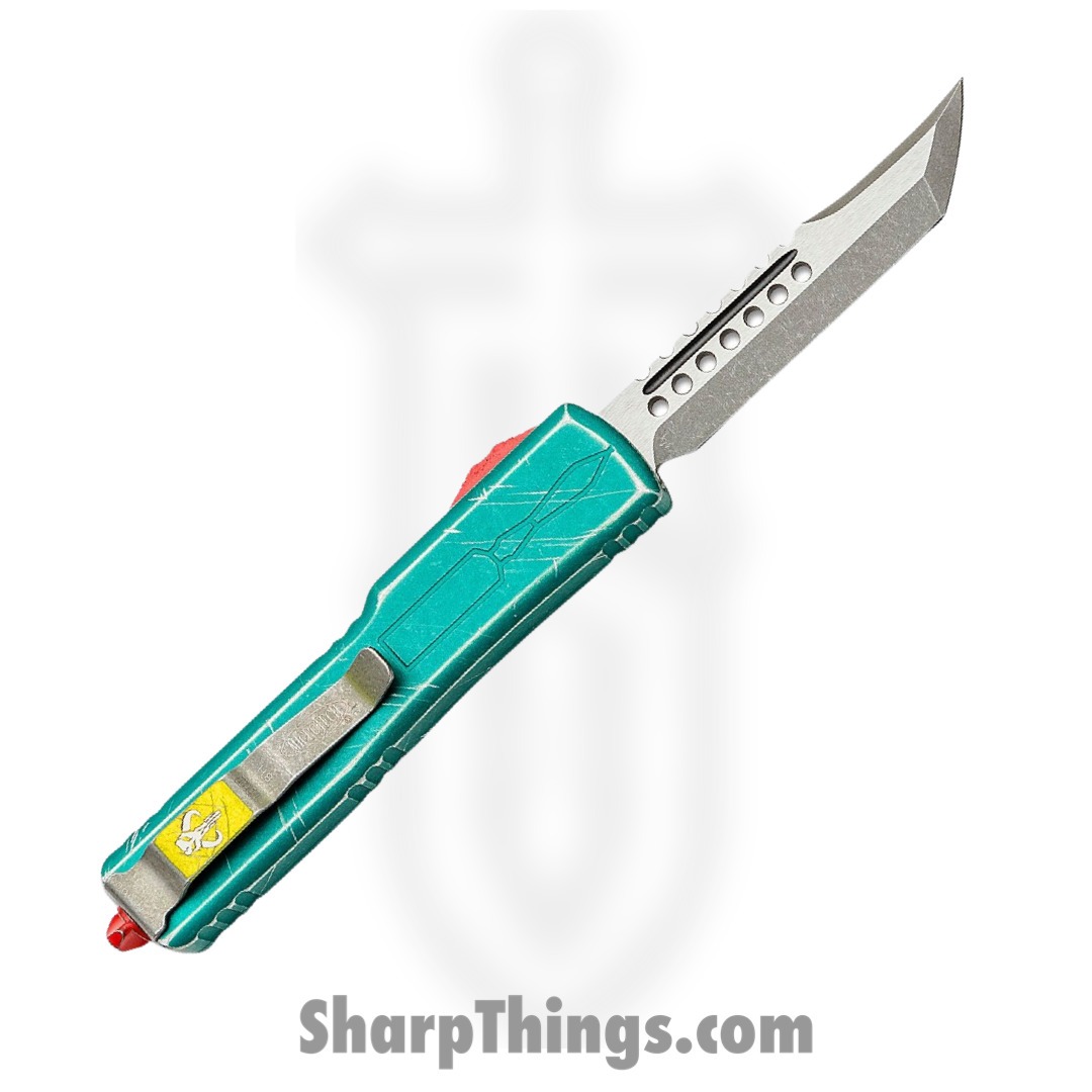 Microtech - 419-10BH - UTX-70 Bounty Hunter - OTF Auto - Elmax Apocalyptic Hellhound Tanto - 6061-T6 Aluminum - Distressed Green - Image 3