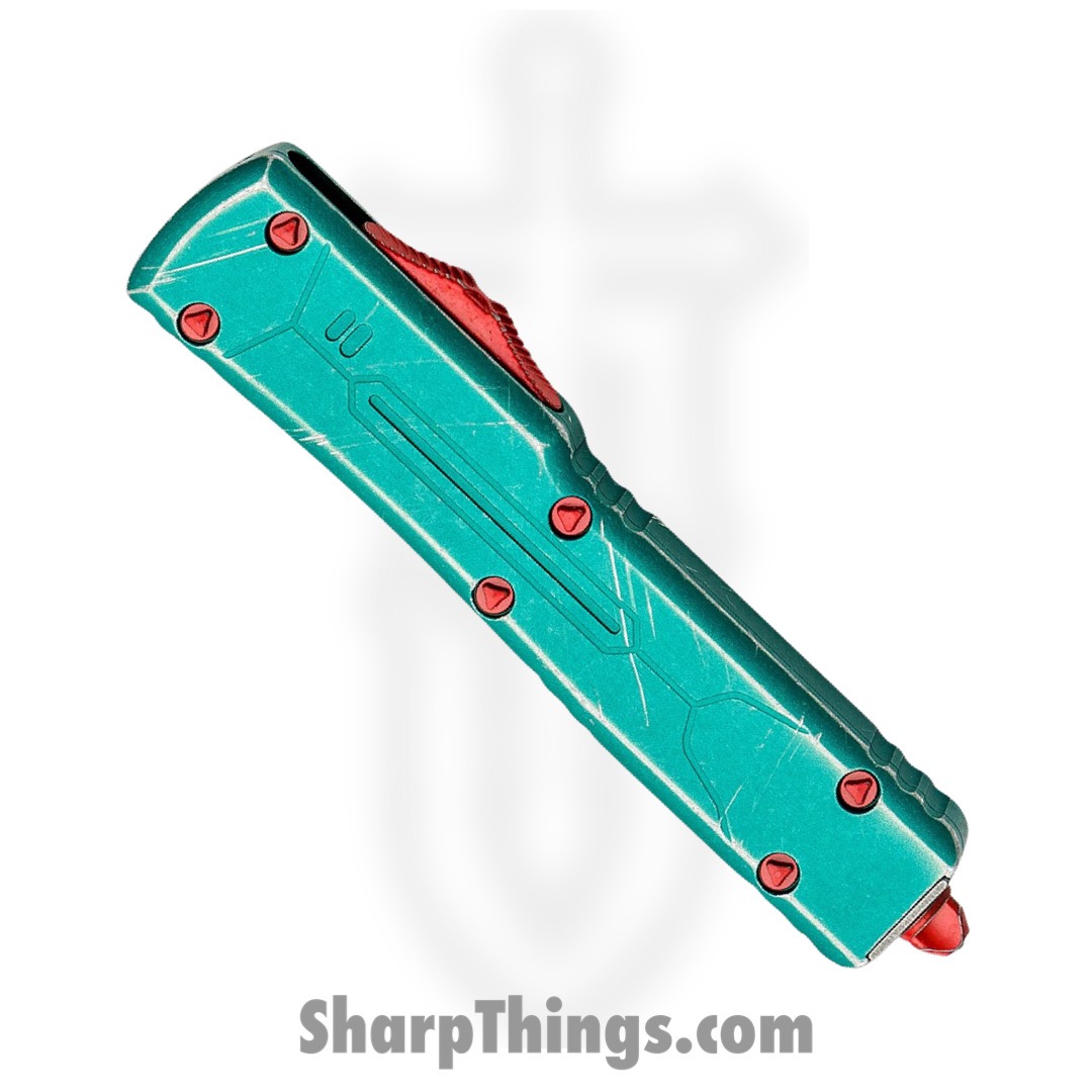 Microtech - 419-10BH - UTX-70 Bounty Hunter - OTF Auto - Elmax Apocalyptic Hellhound Tanto - 6061-T6 Aluminum - Distressed Green - Image 5