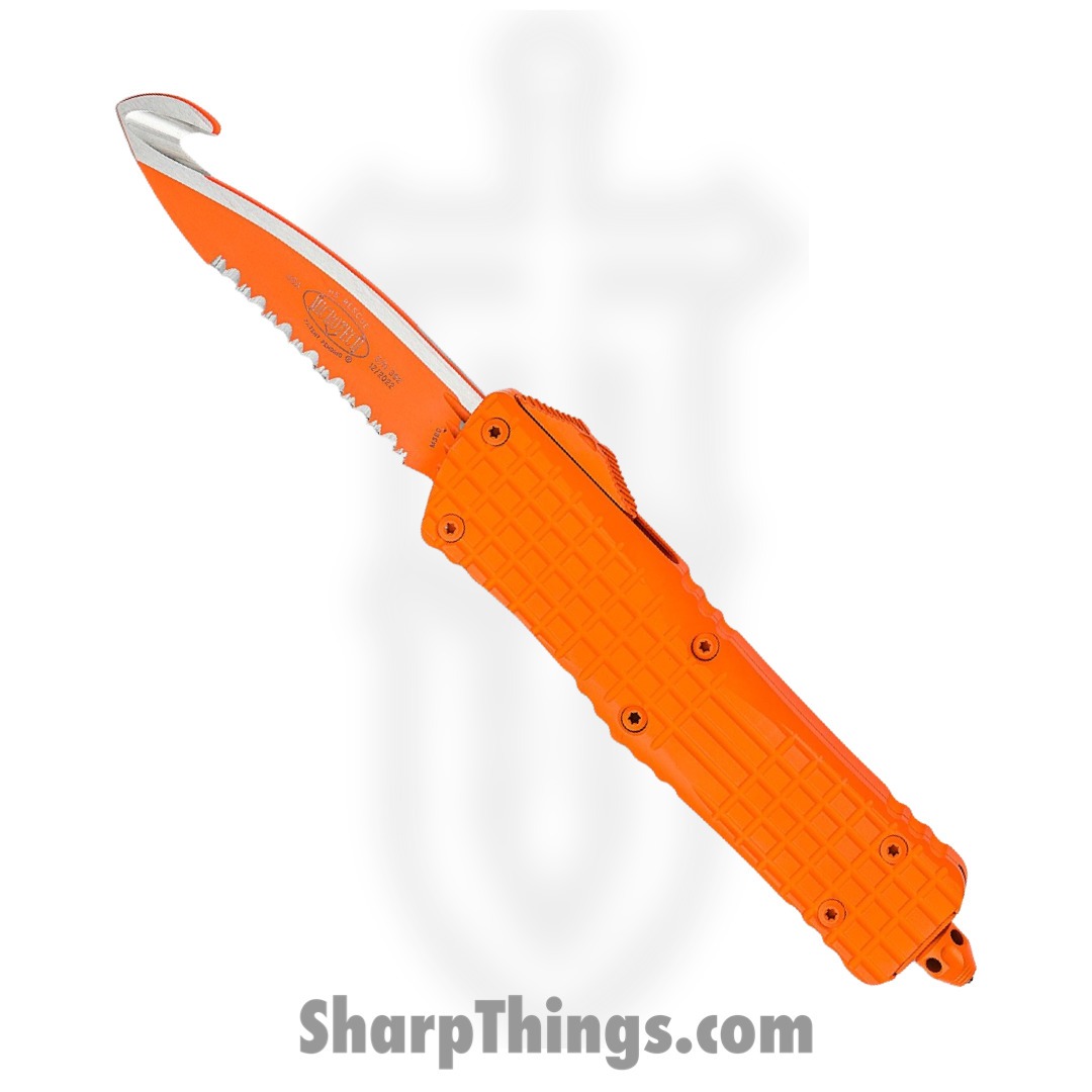 Microtech - 601-3CORHS - HS Rescue Tool Combat Troodon - OTF Auto - Elmax Two Tone Rescue - 6061-T6 Aluminum - Orange