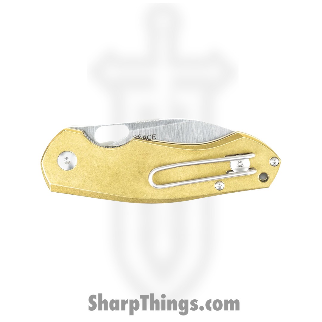 GiantMouse - BIBLIO-BRASS - Ace Biblio - Folding Knife - M390 Satin Spear Point - G10 - Brass - Image 3