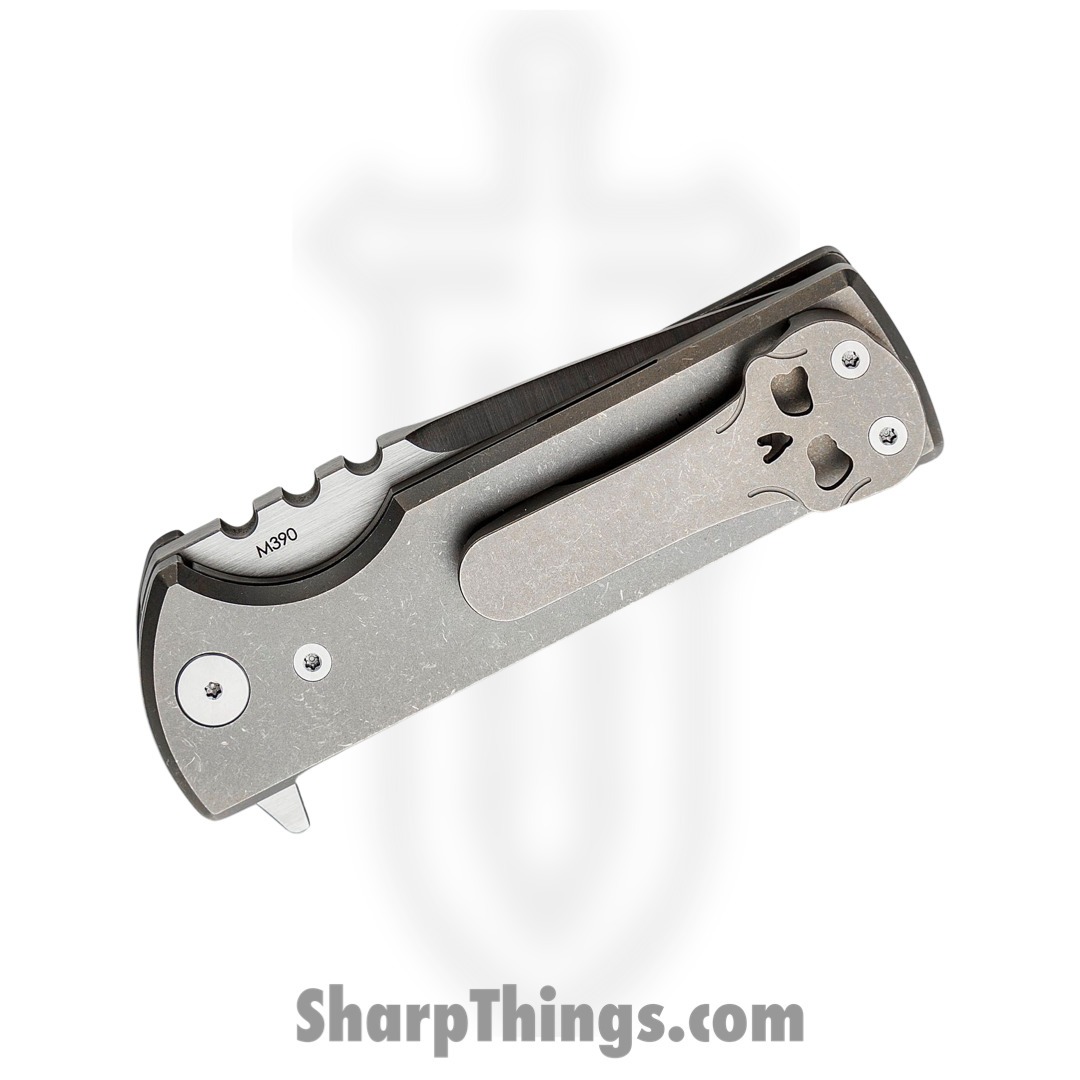 Chaves Knives - TAK/RDP/SWTI/BF - TAK - Folding Knife - M390 Satin Drop Point - Titanium - Grey - Image 4