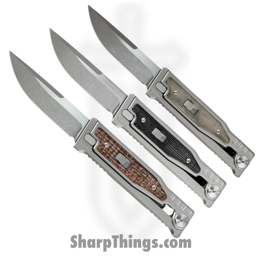 Reate Knives - EXOM-TNMIBK - EXO-M - OTF Gravity Knife - Satin Elmax Tanto - Titanium w Micarta - Black - Image 4