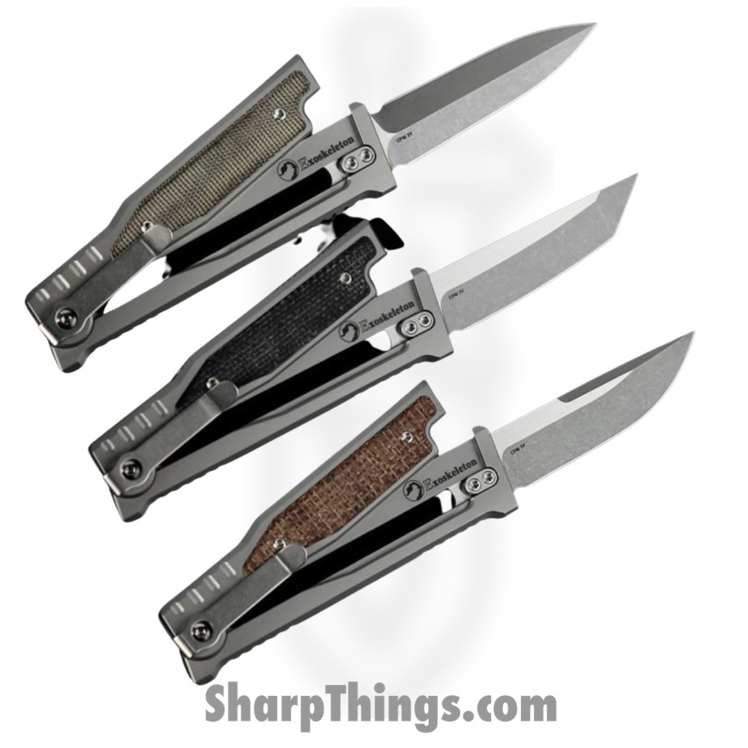 Reate Knives - EXOM-TNMIBK - EXO-M - OTF Gravity Knife - Satin Elmax Tanto - Titanium w Micarta - Black - Image 5
