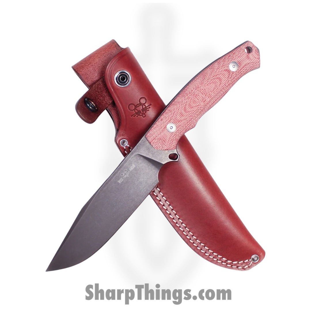 GiantMouse - GMF4-RED-PVD - GMF4-RED CANVAS PVD - Fixed Blade Knife - N690 PVD Stonewash - Canvas Micarta - Red - Image 5