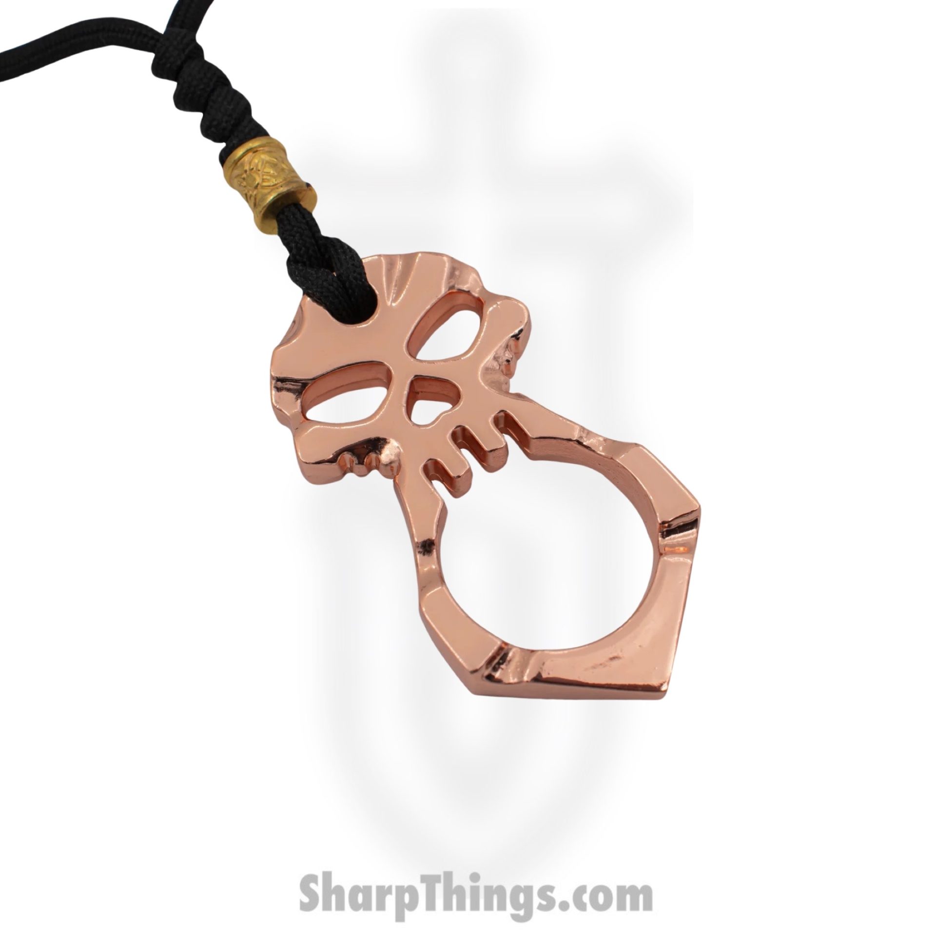VOC - KN-04-CP-L - Lanyard Necklace One Finger Skull Knuckle Keychain - Steel - Copper - Image 2