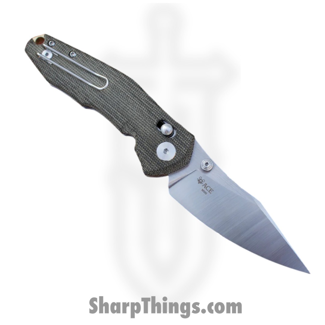 GiantMouse - NAZCA-GRN-CANVAS - Ace Nazca - Folding Knife - M390 Satin Harpoon - Micarta - Green